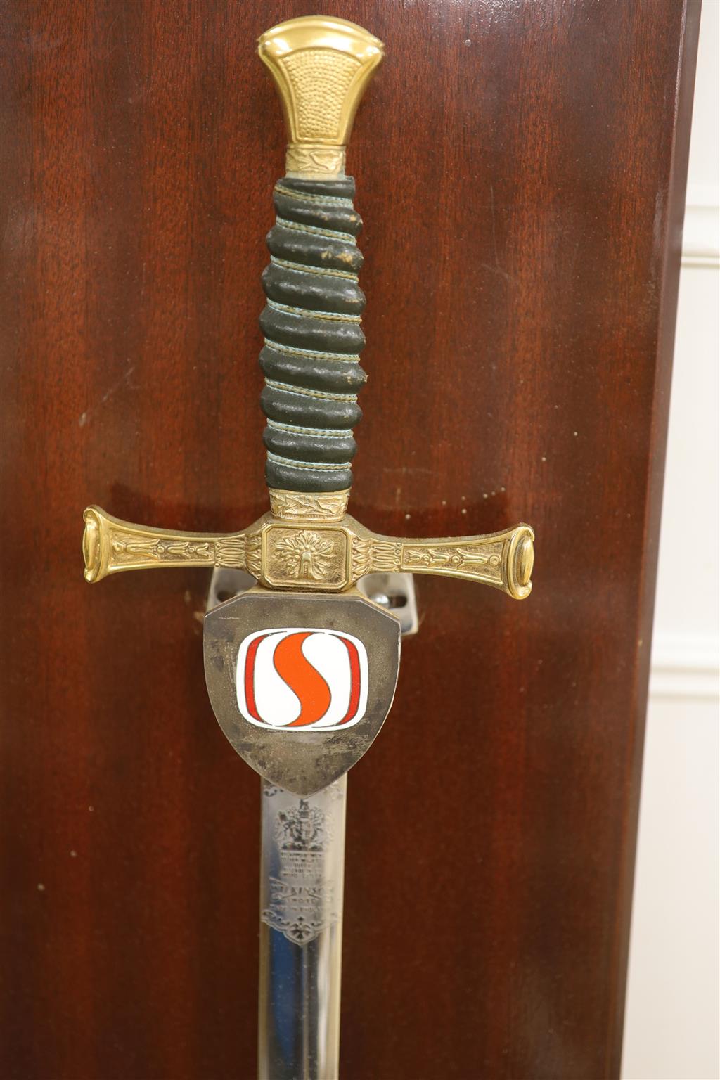 A Wilkinson presentation sword, presented by The Wilkinson Sword Group to Safeway Foodstores to commemorate 21 years of Trading